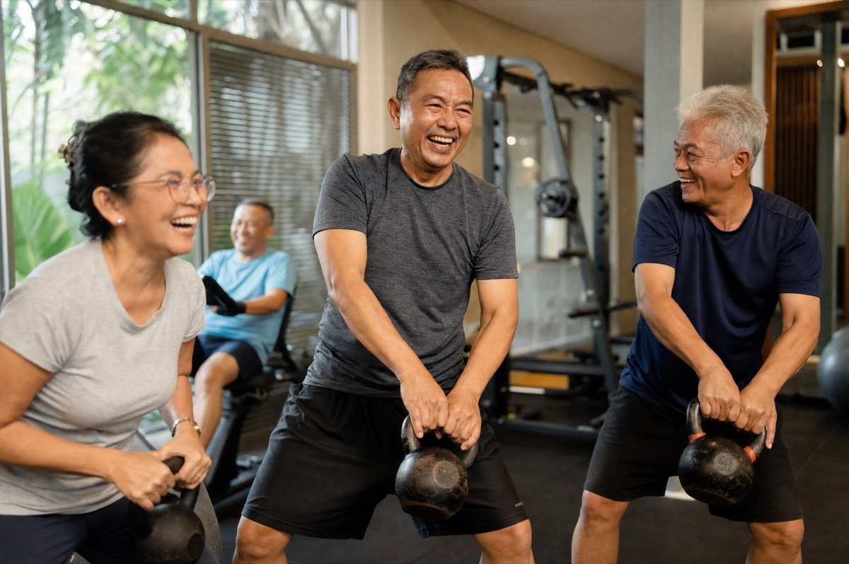 Latihan sirkuit kelompok kecil dengan kettlebell